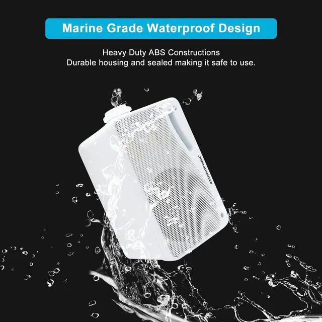 Alt view image 4 of 5 - STUDIOFINIX Passive Outdoor Speakers Wired Waterproof -3.5 Inch 3 Way 200W Surface Marine & Wall Mount Speakers, Perfect for Home, Boat, Poolside, Patio, Indoor Outdoor Use(White