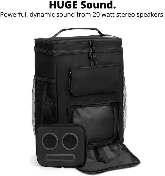 Alt view image 3 of 5 - The #1 Rolling Cooler with Speakers on . 20-Watt Bluetooth Speakers for Parties/Festivals/Boat/Beach/Camping. Rechargeable, Works with iPhone & Android (Black