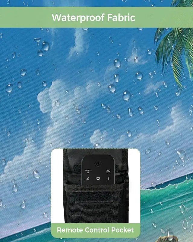 Alt view image 3 of 5 - Outdoor TV Cover - Summer Palm Tree Ocean Beach Boat Waterproof and Weatherproof 60"-65" LCD Movable Shield TV Display Screen Protector Outside Television Covers