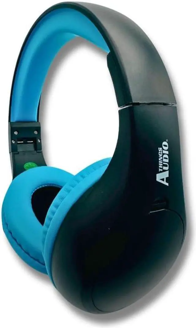 Alt view image 2 of 5 - THINGS AUDIO Portable Personal FM Radio Headphones Pull-Out Antenna for Great Reception, Walking, Jogging, Relaxing, School, Talk Radio - Powered by 2AA Batteries (Not Included) (Black & Blue)
