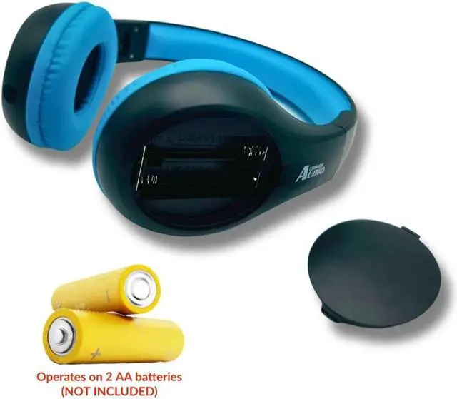 Alt view image 5 of 5 - THINGS AUDIO Portable Personal FM Radio Headphones Pull-Out Antenna for Great Reception, Walking, Jogging, Relaxing, School, Talk Radio - Powered by 2AA Batteries (Not Included) (Black & Blue)