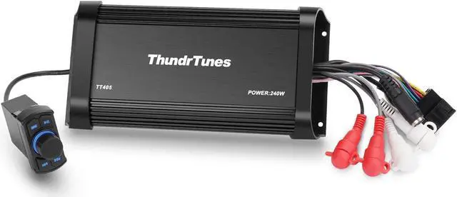 Alt view image 5 of 5 - ThundrTunes Marine Powersport Bluetooth Amplifier Audio System with 2pcs Black Speakers, Class D 60W x 4 CH, Switch Mount, Suitable for Motorcycle, UTV, ATV, Boat
