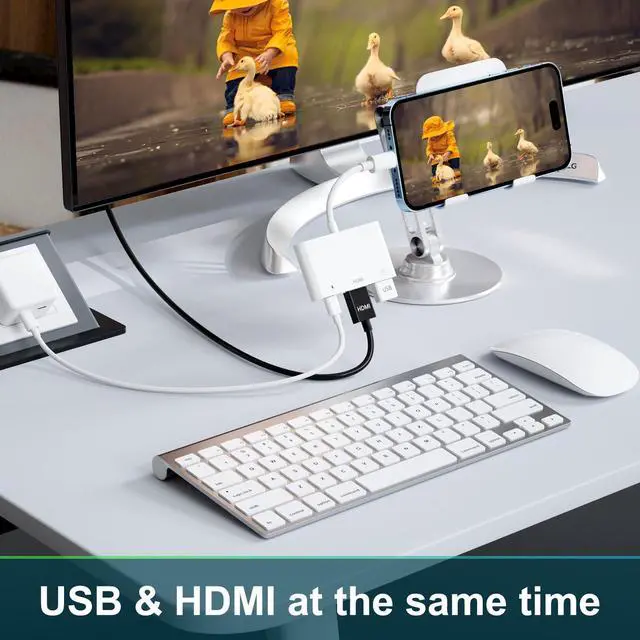 Alt view image 3 of 5 - Unitrox HDMI Adapter, 3 in 1 USB Camera Adapter with 1080P Digital AV HDMI Adapter + Charging Splitter, Support USB Flash Drive, MIDI Keyboard, Mouse, Ethernet Adapter