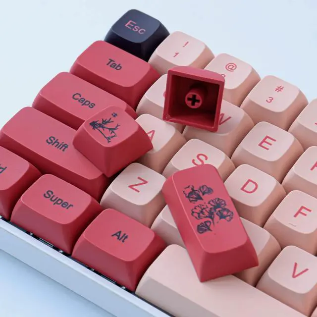 Alt view image 2 of 5 - Tsungup PBT Keycaps,XDA Profile Keycaps 148 Keys Dye Sublimation Cute Pink Custom Keycaps Set for ANSI Layout Cherry MX Switches Mechanical Keyboards