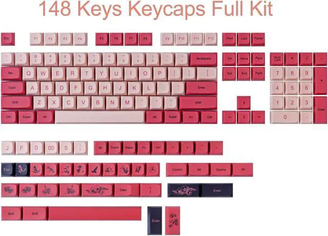 Alt view image 5 of 5 - Tsungup PBT Keycaps,XDA Profile Keycaps 148 Keys Dye Sublimation Cute Pink Custom Keycaps Set for ANSI Layout Cherry MX Switches Mechanical Keyboards