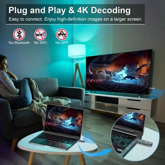 Alt view image 2 of 5 - Wireless HDMI Transmitter and Receiver, TTQ Wireless HDMI Extender 4K Supported, Metal Housing, LED Display, 100FT Range, 2.4G&5G, for PC/Laptop/Camera/HDTV/Projector/TV Box, No App/Bluetooth Needed