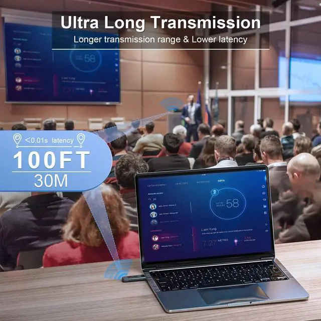 Alt view image 3 of 5 - Wireless HDMI Transmitter and Receiver, TTQ Wireless HDMI Extender 4K Supported, Metal Housing, LED Display, 100FT Range, 2.4G&5G, for PC/Laptop/Camera/HDTV/Projector/TV Box, No App/Bluetooth Needed