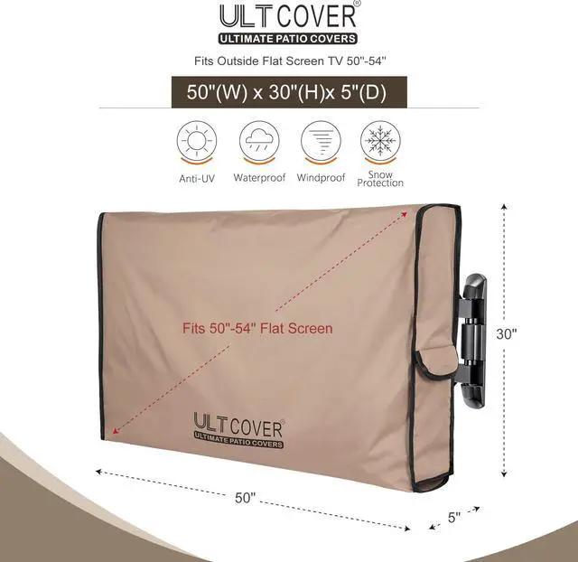 Alt view image 2 of 5 - ULTCOVER Waterproof Outdoor TV Cover for 50-54 inch Outside Flat Screen Televisions with Mounts and Stands