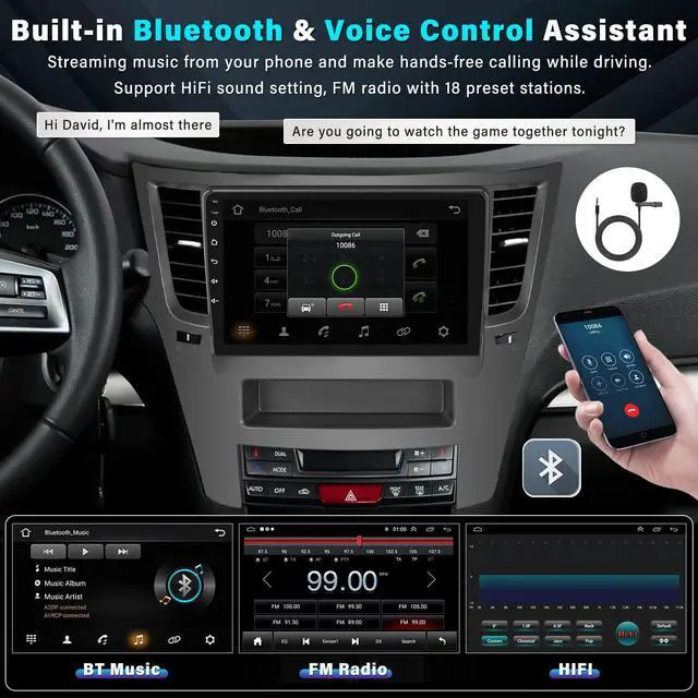 Alt view image 4 of 5 - UNITOPSCI 2G 32G Android Car Stereo for Subaru Outback Legacy 2010-2014 Wireless CarPlay Android Auto 9 Inch Bluetooth FM Car Radio HD Touchscreen GPS Navigation WiFi HiFi USB with Backup Camera
