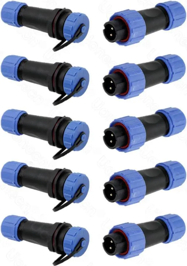 Main image of Uonecn SP13 IP68 Waterproof 2 Pin LED High Power Connectors 2 Pin Power Plug Connector Circular Kit Male Plug Female Socket 5 Sets