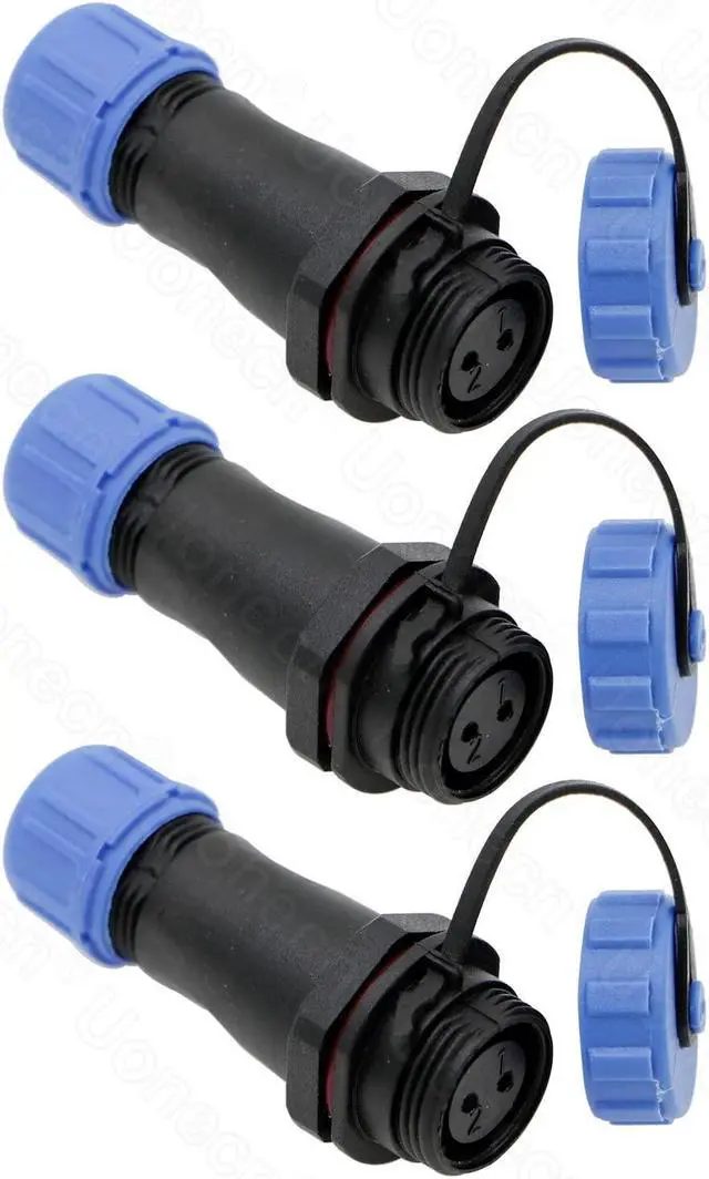 Alt view image 2 of 5 - Uonecn SP13 IP68 Waterproof 2 Pin LED High Power Connectors 2 Pin Power Plug Connector Circular Kit Male Plug Female Socket 5 Sets