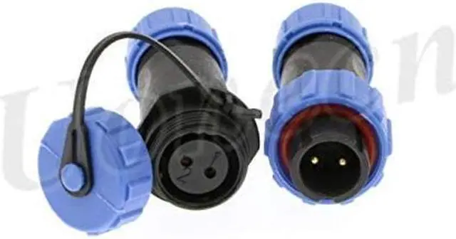 Alt view image 4 of 5 - Uonecn SP13 IP68 Waterproof 2 Pin LED High Power Connectors 2 Pin Power Plug Connector Circular Kit Male Plug Female Socket 5 Sets