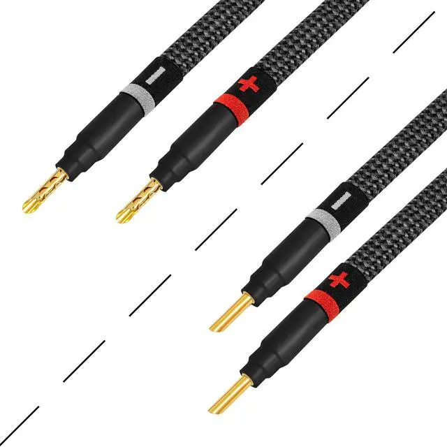 Alt view image 5 of 5 - WORLDS BEST CABLES 12 Foot Ultimate - 8 AWG - Ultra-Pure OFC - Premium Audiophile HiFi Speaker Cable Pair with Eminence Gold Banana Plugs & Carbon Tweed Jacket