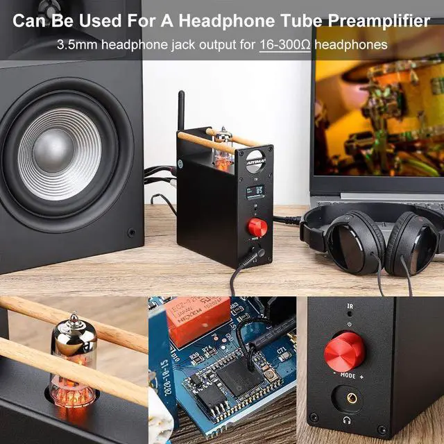 Alt view image 2 of 5 - AIYIMA T8 6N3 Digital Tube Preamplifier Bluetooth 5.0 Hi-Fi Headphone Preamp Decoder Preamp PC-USB DAC APTX for Home Wireless Receiver Audio Stereo Amplifier + with Remote Control