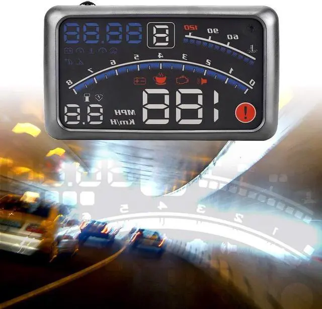 Alt view image 2 of 5 - Car HUD, HUD Display Car OBD2 Universal 5.5 inch HUD Display Car Navigation 4 MPH Over Speed Alarm Speedometer MPH/KM/h with Windshield Projection Film 12V