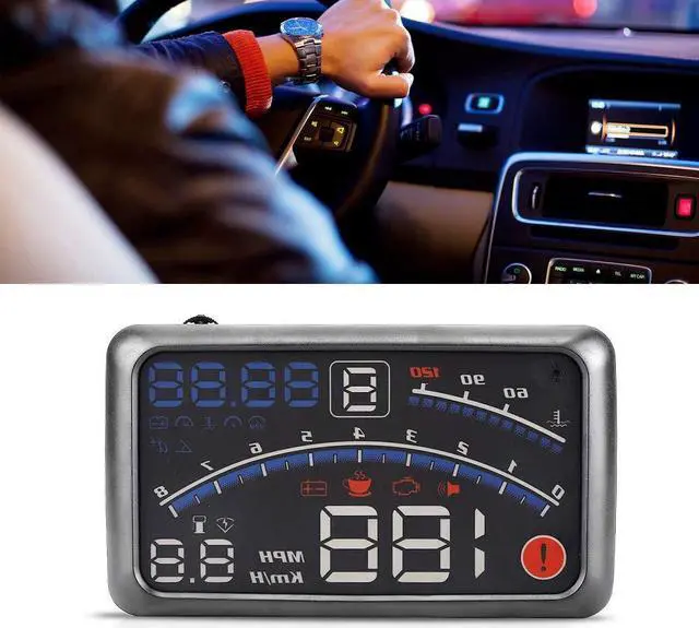 Alt view image 3 of 5 - Car HUD, HUD Display Car OBD2 Universal 5.5 inch HUD Display Car Navigation 4 MPH Over Speed Alarm Speedometer MPH/KM/h with Windshield Projection Film 12V