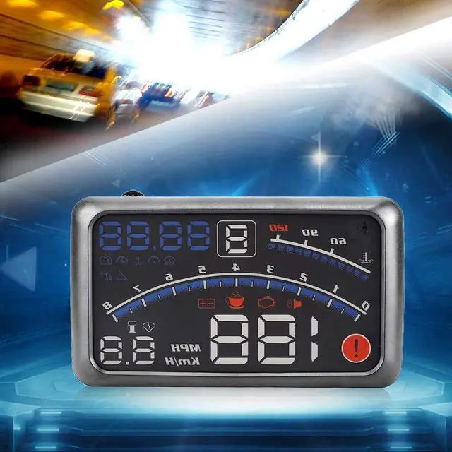 Alt view image 5 of 5 - Car HUD, HUD Display Car OBD2 Universal 5.5 inch HUD Display Car Navigation 4 MPH Over Speed Alarm Speedometer MPH/KM/h with Windshield Projection Film 12V