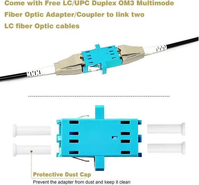 Alt view image 4 of 5 - YUTIANHOME 100 Meters Uniboot OM3 Fiber LC to LC Outdoor Armored Fiber Optic Cable, 40GB/10GB Multimode Fiber Patch Cable Duplex 50/125, LC-LC Fiber Multi Mode, Low Friction LSZH Black, OD-3.0mm