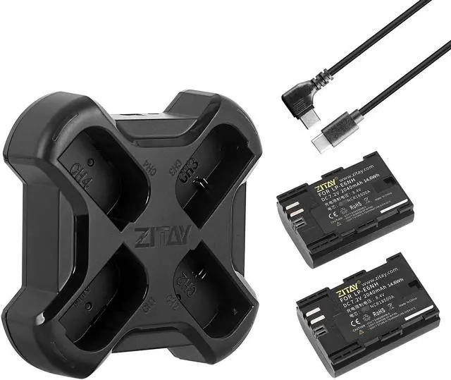 Main image of ZITAY LP-E6NH 2Pack Batteries and Fast Charger Station Compatible with Canon EOS R5, R6, 5D Mark II III IV, 5Ds, 6D, 6D Mark II, 7D, 7D Mark II, 60D, 70D, 80D, 90D Camera