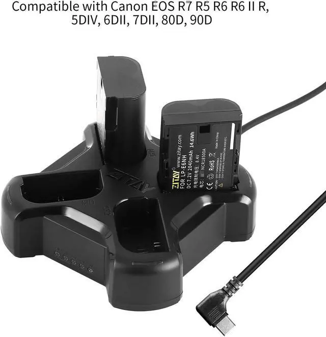 Alt view image 3 of 5 - ZITAY LP-E6NH 2Pack Batteries and Fast Charger Station Compatible with Canon EOS R5, R6, 5D Mark II III IV, 5Ds, 6D, 6D Mark II, 7D, 7D Mark II, 60D, 70D, 80D, 90D Camera