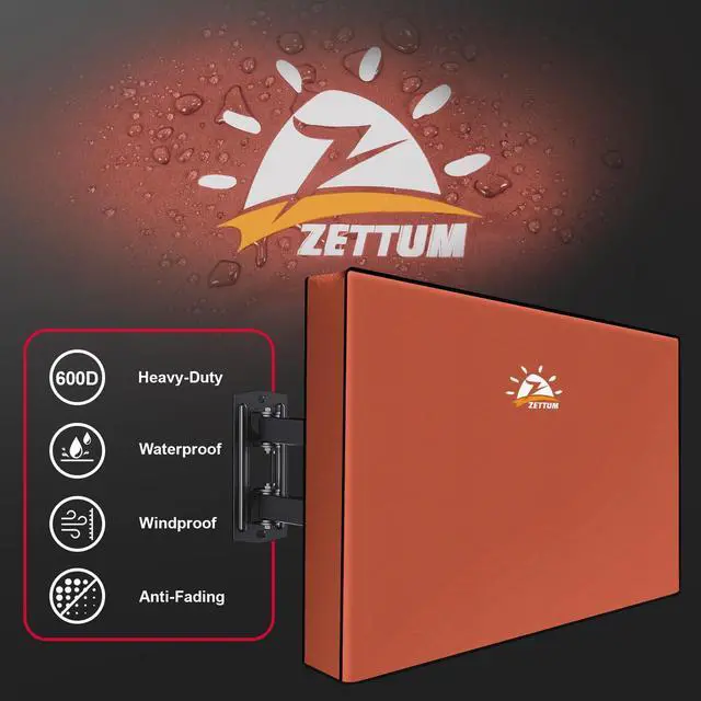 Alt view image 3 of 5 - Zettum Outdoor TV Cover 70 Inch - 600D TV Cover Waterproof & Weatherproof for 65 to 70 Inch Outdoor TV, Heavy Duty TV Enclosure Protector for Outside Flat Screen TV (Size: 65"L x 6"D x 41"H)
