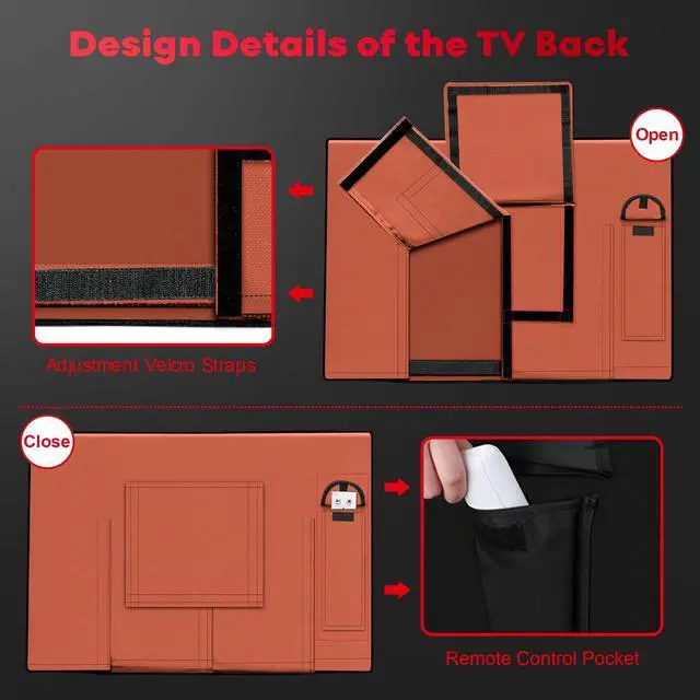 Alt view image 5 of 5 - Zettum Outdoor TV Cover 70 Inch - 600D TV Cover Waterproof & Weatherproof for 65 to 70 Inch Outdoor TV, Heavy Duty TV Enclosure Protector for Outside Flat Screen TV (Size: 65"L x 6"D x 41"H)