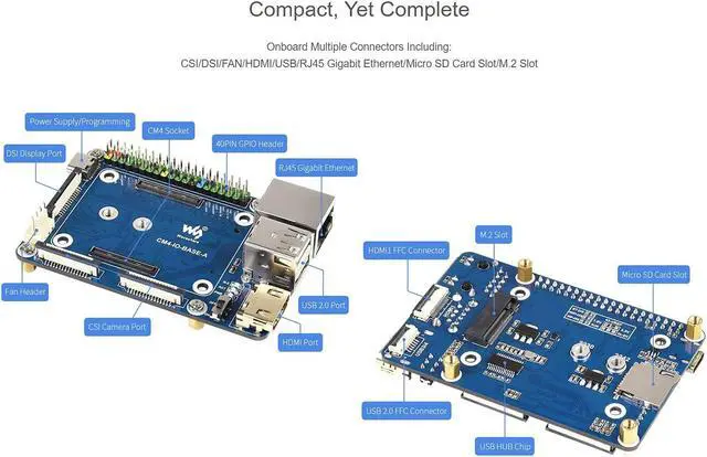 Alt view image 4 of 5 - Mini Base Board for Raspberry Pi Compute Module 4 Lite/EMMC Series Module, with Standard CM4 Socket and Color-Coded Raspberry Pi 40PIN GPIO Header, for Evaluating CM4 or Integrated into End Product