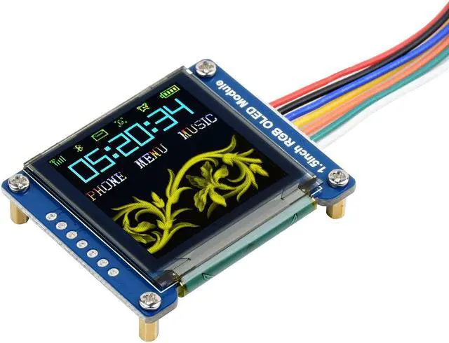 Main image of waveshare 1.5inch RGB OLED Display Module 128x128 Pixels 16-bit High Color (65K Colors) with Embedded Controller Communicating via SPI Interface.