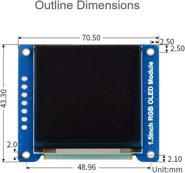 Alt view image 5 of 5 - waveshare 1.5inch RGB OLED Display Module 128x128 Pixels 16-bit High Color (65K Colors) with Embedded Controller Communicating via SPI Interface.