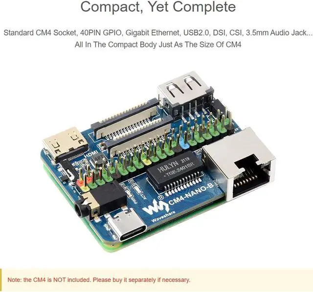 Alt view image 4 of 5 - Waveshare Nano Base Board Compatible with Raspberry Pi Compute Module 4