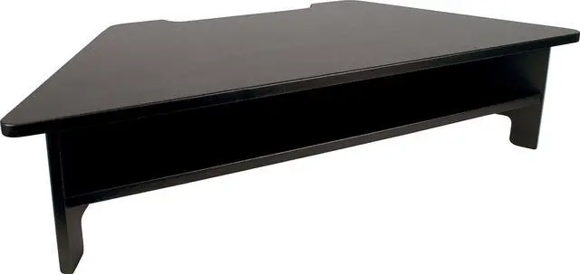 Alt view image 5 of 5 - Victor DC050 High Rise Monitor Stand, Raises Monitor to Ergonomic Level, Sturdy Wood Construction, Corner Shelf, Compatible with DC100 & DC200, Black