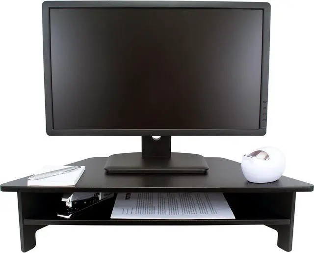 Main image of Victor DC050 High Rise Monitor Stand, Raises Monitor to Ergonomic Level, Sturdy Wood Construction, Corner Shelf, Compatible with DC100 & DC200, Black