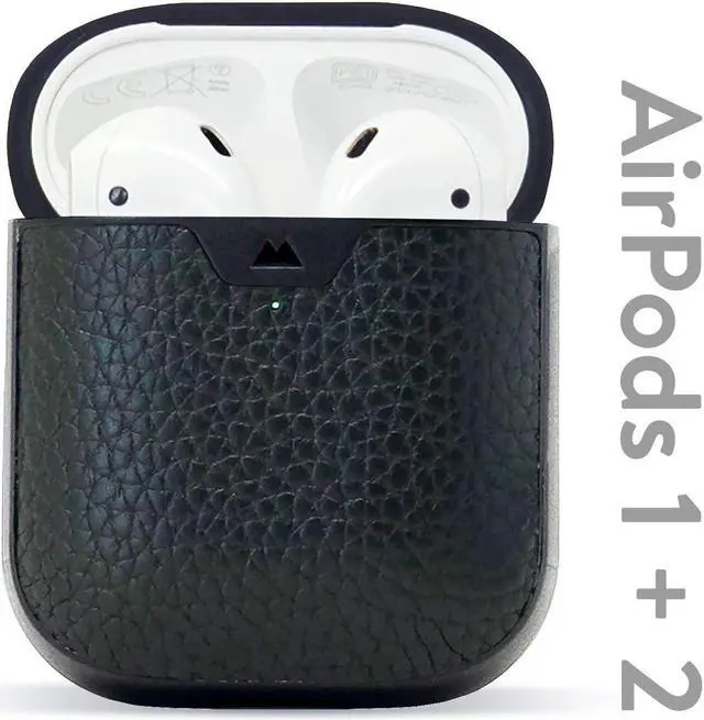 Alt view image 3 of 5 - Mous - Protective Case Cover for AirPods 1st and 2nd Generation with Keychain, Wireless Charging Compatible - Genuine Leather - Black - AirPod Accessories