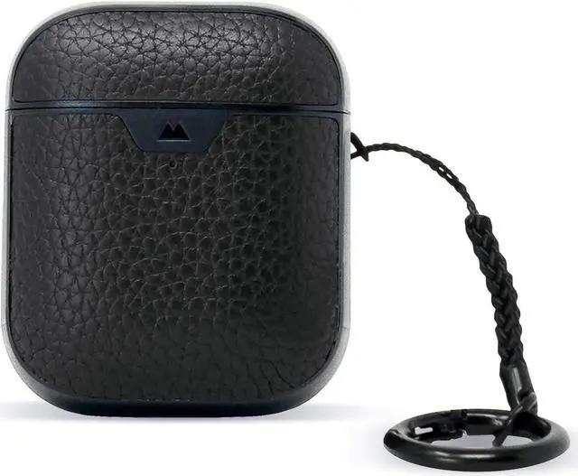 Main image of Mous - Protective Case Cover for AirPods 1st and 2nd Generation with Keychain, Wireless Charging Compatible - Genuine Leather - Black - AirPod Accessories