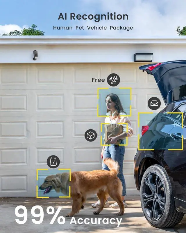 Alt view image 4 of 5 - ieGeek Security Cameras Wireless Outdoor 2-Pack, 2K WiFi Surveillance Camera for Home Security, Battery Powered Security Cameras with Siren & Spotlight, AI Detection, IP65 Waterproof, Works with Alexa