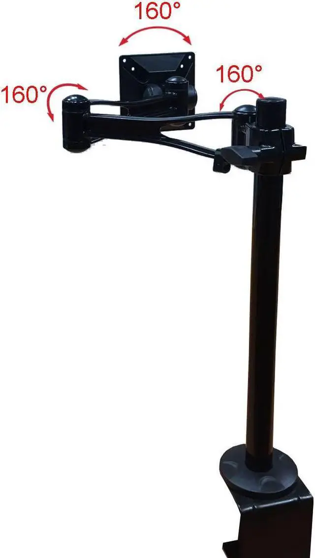 Alt view image 2 of 5 - Height Adjustable Double Swivel Monitor Desk Mount Stand for Single Monitor up to 27 inches - VESA Mount Compatible