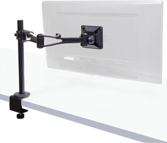 Main image of Height Adjustable Double Swivel Monitor Desk Mount Stand for Single Monitor up to 27 inches - VESA Mount Compatible