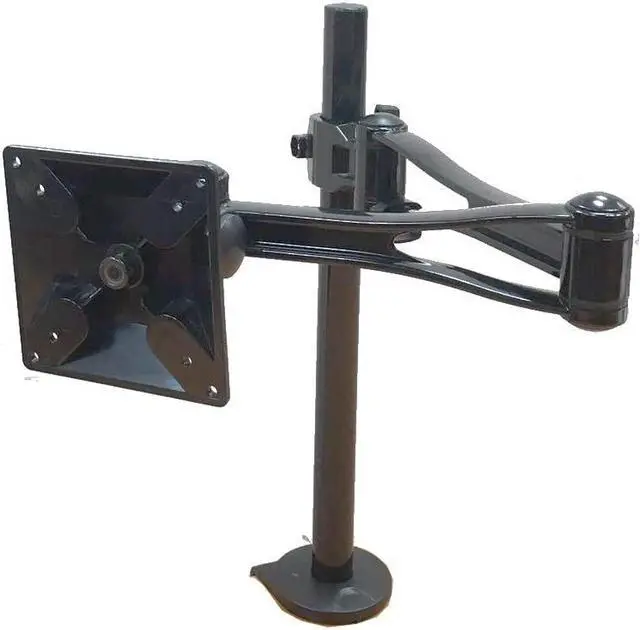 Alt view image 3 of 5 - Height Adjustable Double Swivel Monitor Desk Mount Stand for Single Monitor up to 27 inches - VESA Mount Compatible