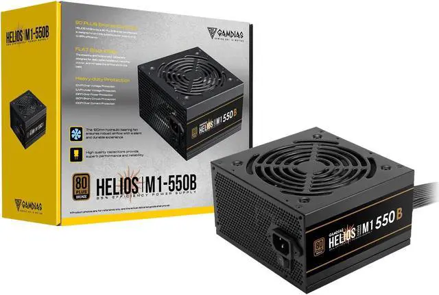 Main image of GAMDIAS 550W Gaming PC PSU, 80 Plus ATX Bronze 12V Power Supply for PC Computers with Active PFC, Helios M1-550B