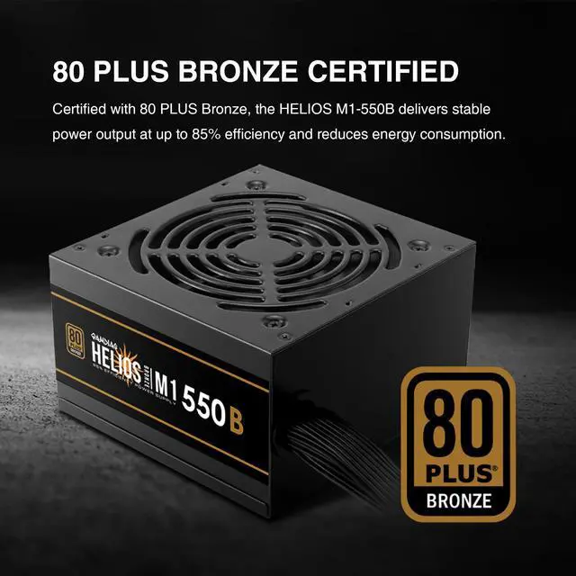 Alt view image 4 of 5 - GAMDIAS 550W Gaming PC PSU, 80 Plus ATX Bronze 12V Power Supply for PC Computers with Active PFC, Helios M1-550B