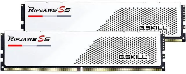 Main image of G.SKILL Ripjaws S5 Series (Intel XMP 3.0) DDR5 RAM 64GB (2x32GB) 5600MT/s CL36-36-36-89 1.25V Desktop Computer Memory UDIMM - Matte White (F5-5600J3636D32GA2-RS5W)