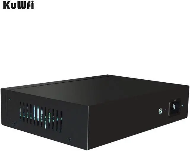 Alt view image 5 of 5 - KuWFi 6-Port Ethernet Network Switch 2 Port Uplink 802.3AT/AF 72W Cat5 Unmanaged Metal Smart Desktop Network Power Over Ethernet Injector Splitter