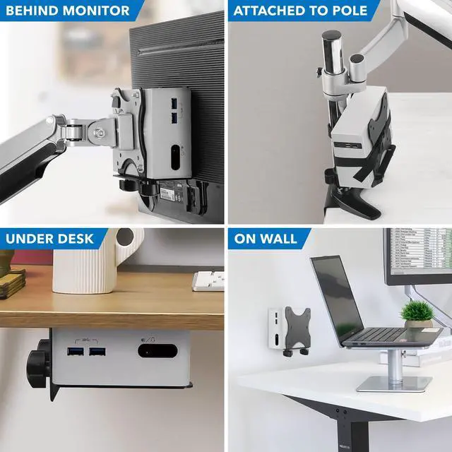 Alt view image 2 of 5 - Mount-It! Mini Computer Mount - Thin Client Mount Bracket | Easily Mount Mini PC's or Mac Mini's Under a Desk, Behind a Monitor or Attach to Poles | VESA Computer Mount 75x75 and 100x100mm