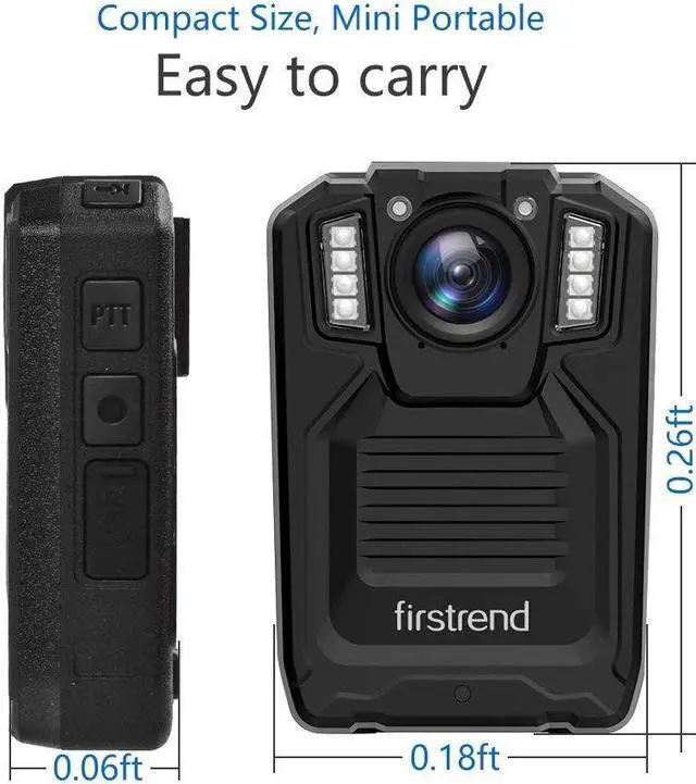 Alt view image 4 of 5 - firstrend 1296P HD Body Camera, Portable Police Body Camera with 32GB Memory, Night Vision and IP67 Weatherproof