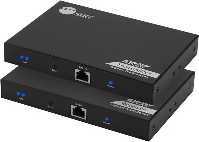 Main image of SIIG HDMI KVM Extender Over CAT6/6e/7 Cable - 4K@60Hz, up to 230ft, HDMI loopout, USB Ports for Keyboard/Mouse, Touch Screen Panel, S/PDIF Audio Extraction, Transmitter & Receiver Kit (CE-H27811-S1)