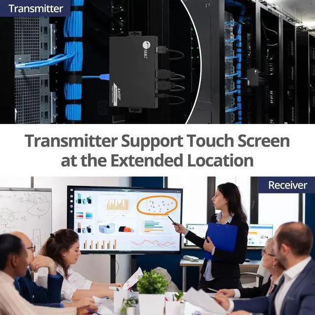Alt view image 5 of 5 - SIIG HDMI KVM Extender Over CAT6/6e/7 Cable - 4K@60Hz, up to 230ft, HDMI loopout, USB Ports for Keyboard/Mouse, Touch Screen Panel, S/PDIF Audio Extraction, Transmitter & Receiver Kit (CE-H27811-S1)