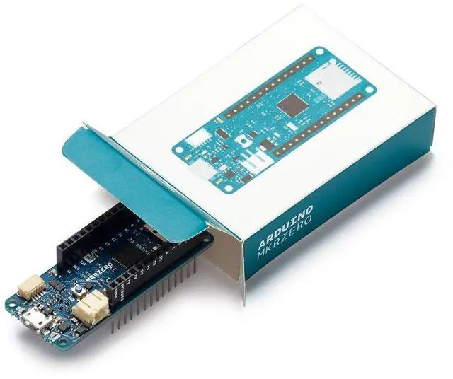Main image of Arduino MKR Zero Board [ABX00012] with SAMD21 Cortex-M0+ 32-Bit ARM MCU, Built-in SD Card Slot for Music Playback, 22 Digital I/O Pins, 12 PWM Outputs, 256KB Flash, 32KB SRAM, 3.3V Operating Voltage.