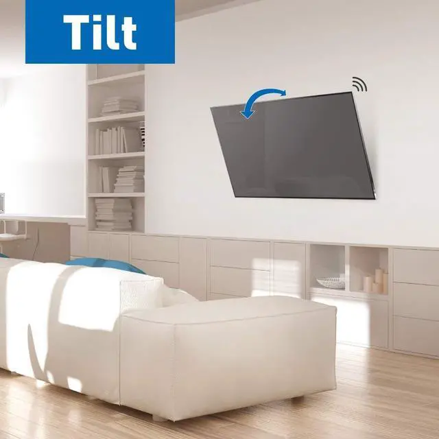 Alt view image 2 of 5 - Barkan 19-80 inch Tilt TV Wall Mount with Integrated HDTV Indoor Antenna, for All Wall Types, Flat/Curved Screen Bracket, Holds up to 110lbs, Auto Lock Patented, Fits LED OLED LCD (VTM410)
