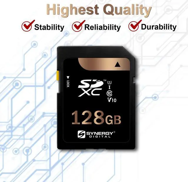 Alt view image 5 of 5 - Synergy Digital 128GB, SDXC UHS-I Memory Card - Class 10, U1, 100MB/s, 300 Series