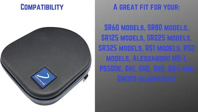 Alt view image 2 of 5 - Premium Carrying case Compatible with Grado SR60 SR80 SR125 SR225 SR325, RS1 RS2, Alessandro MS-, PS500e, GH1 GH2 GH3 GH4 and GW100 Headphones. Grip-TECH 2 Outer Liner Easy Transport